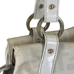 Fendi White Leather PVC Coated Zucca Spalmati Chef Shoulder Bag