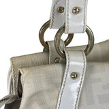 Fendi White Leather PVC Coated Zucca Spalmati Chef Shoulder Bag