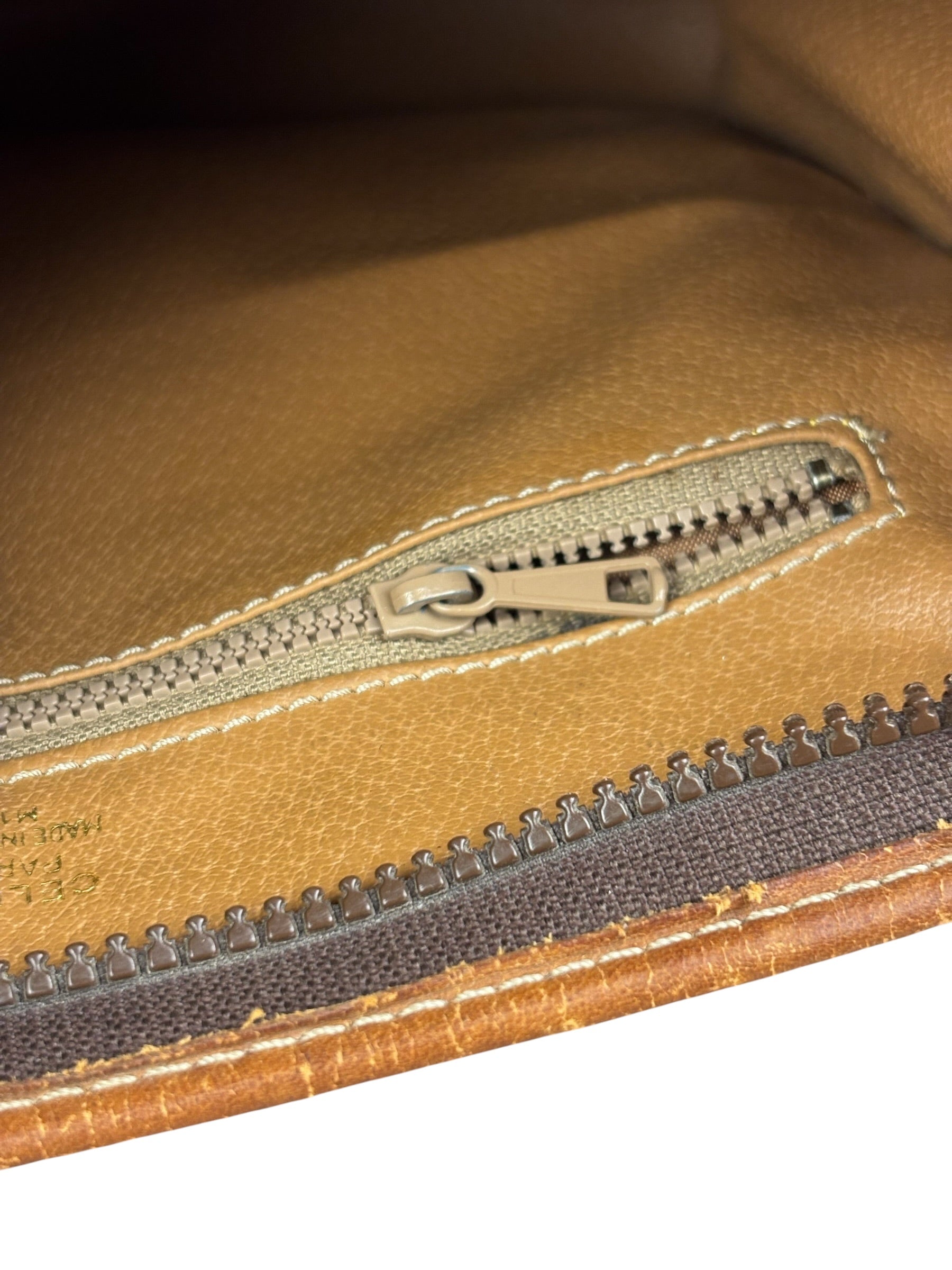 Celine Vintage Brown Leather Macadam Pouch