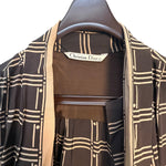 Christian Dior Dark Brown Intersecting Grid Line Pattern Blouse