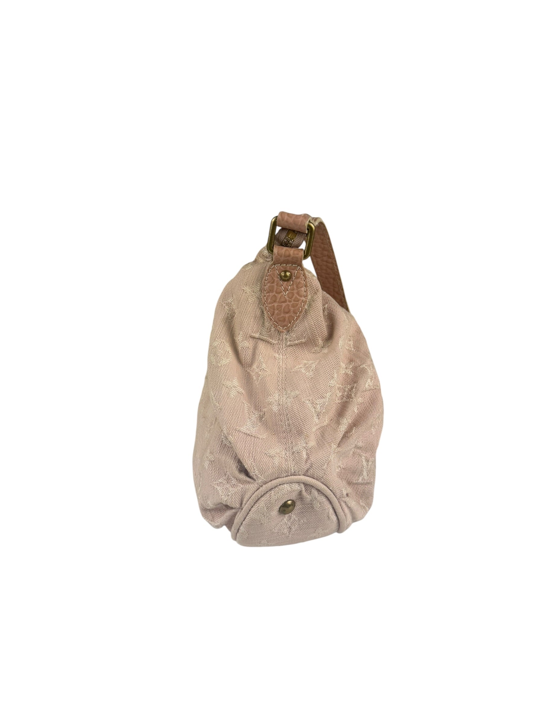 Louis Vuitton Vintage Rose Pink Monogram Denim Slightly Hobo Bag