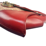 Fendi Red Leather Trim Zucca Compliation Shoulder Bag