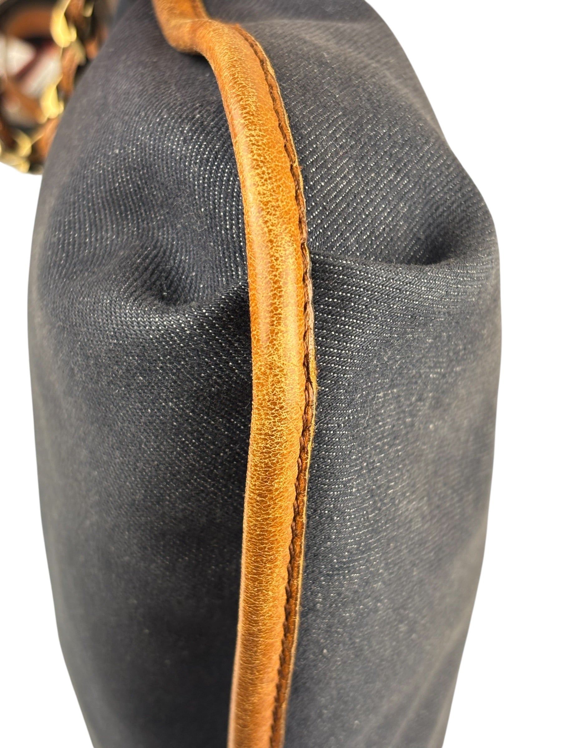 Chloe Dark Gray/Blue Harley Denim/Leather Crossbody Bag