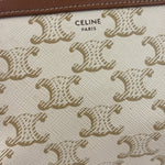 Celine Beige/Brown Leather Triomphe Chain Clutch