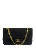 Chanel Vintage Black Quilted Jersey Double Flap Bag 1986