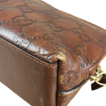Gucci Vintage Brown Leather GG Zip Pouch