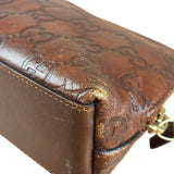Gucci Vintage Brown Leather GG Zip Pouch
