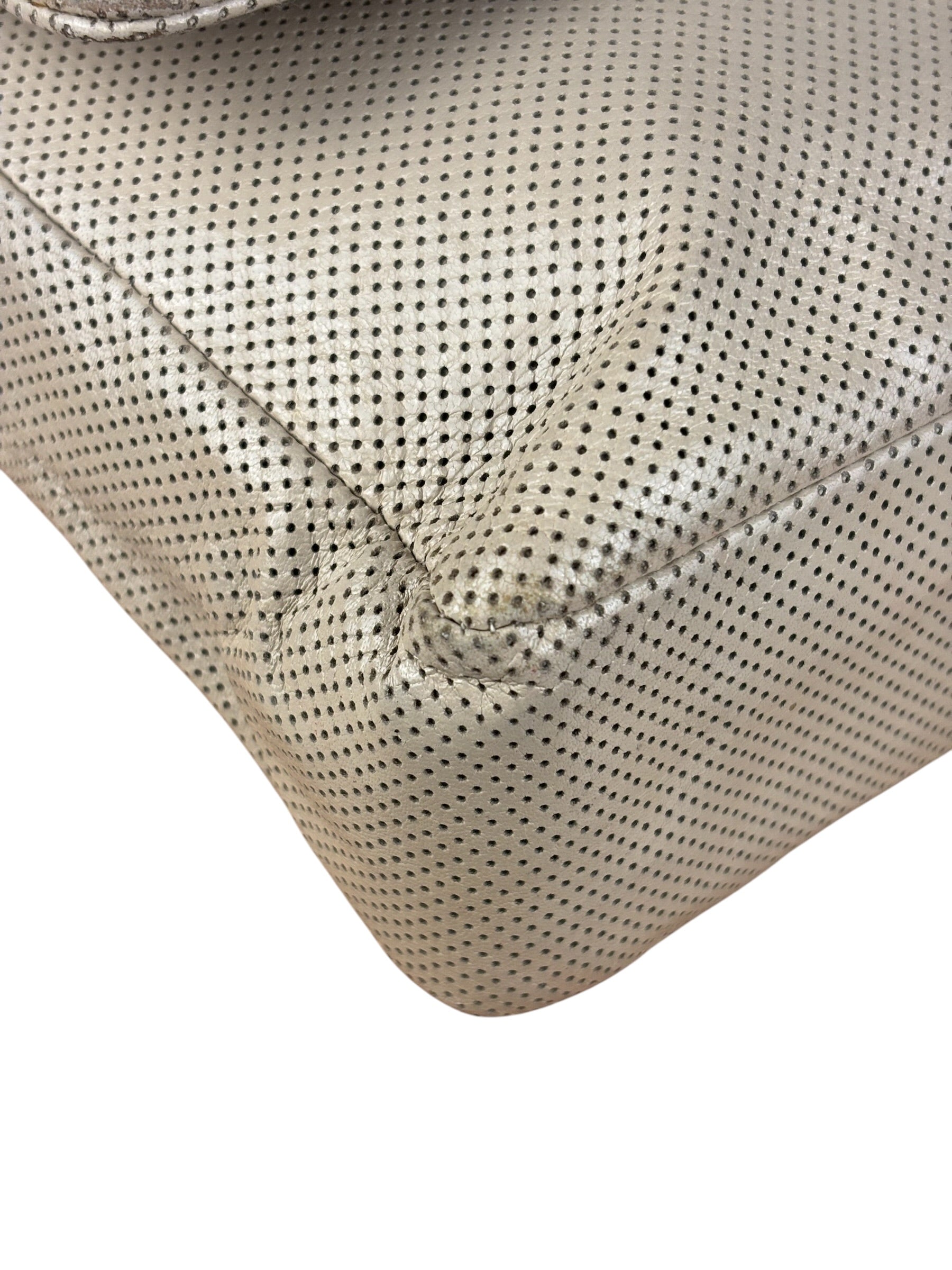 Chanel Beige Perforated Leather CC Flap Bag 2001