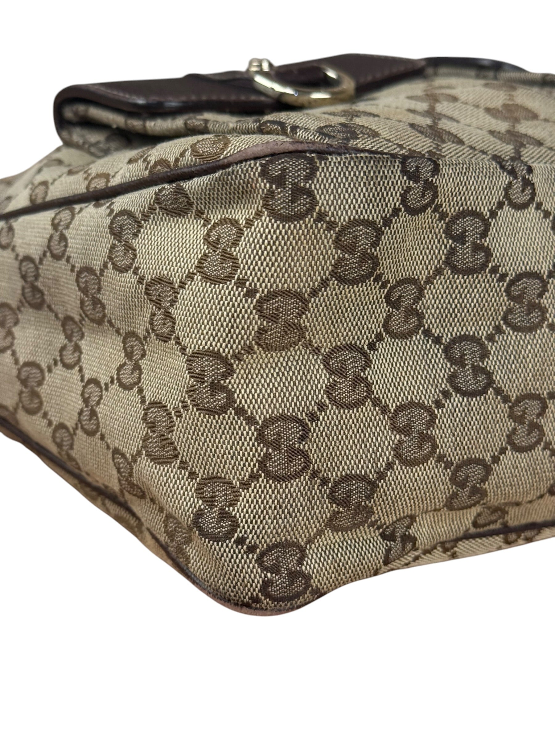 Gucci Vintage Brown Canvas GG Shoulder Bag