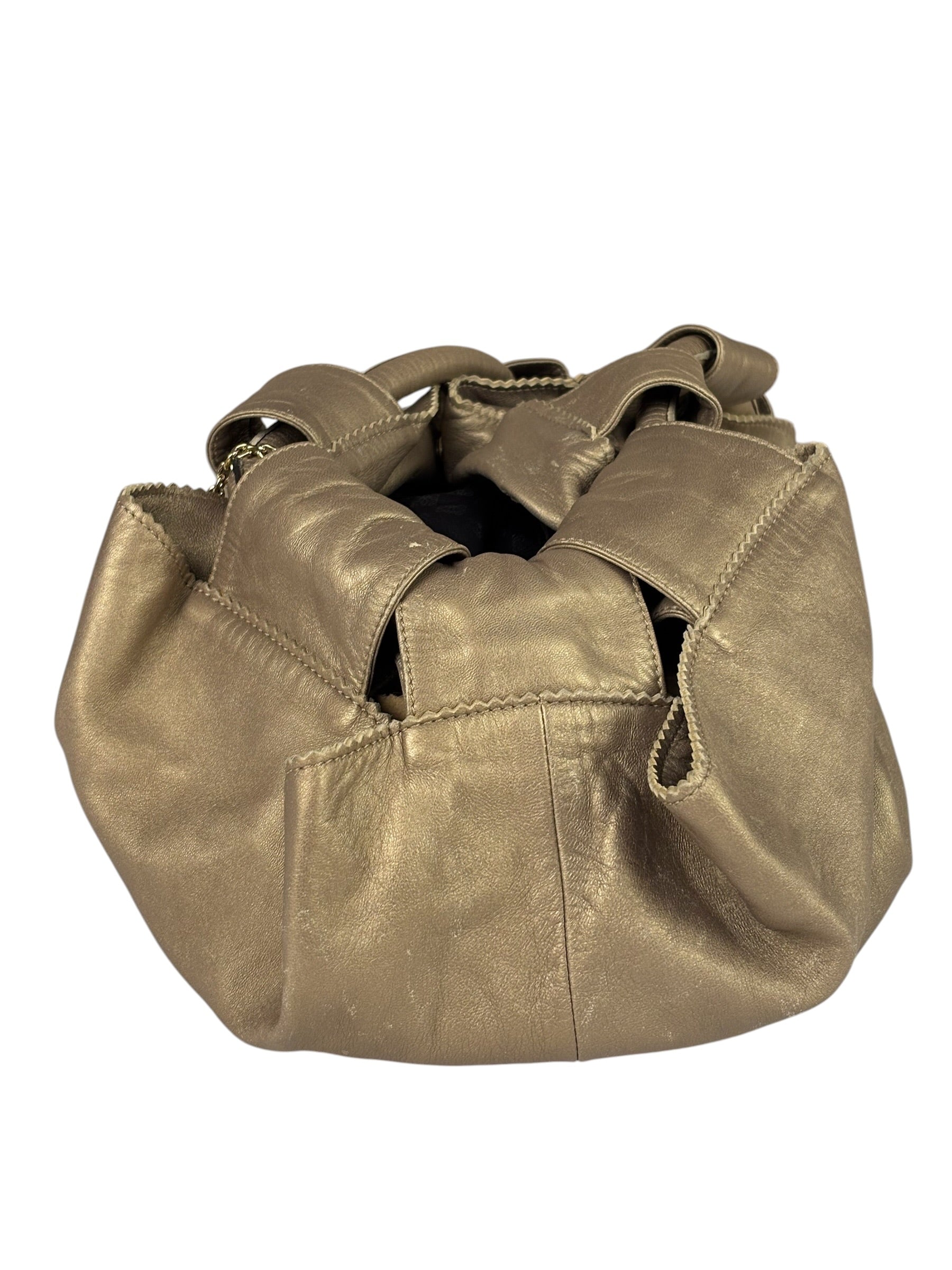 Loewe Metallic Gold Leather Nappa Aire Handbag