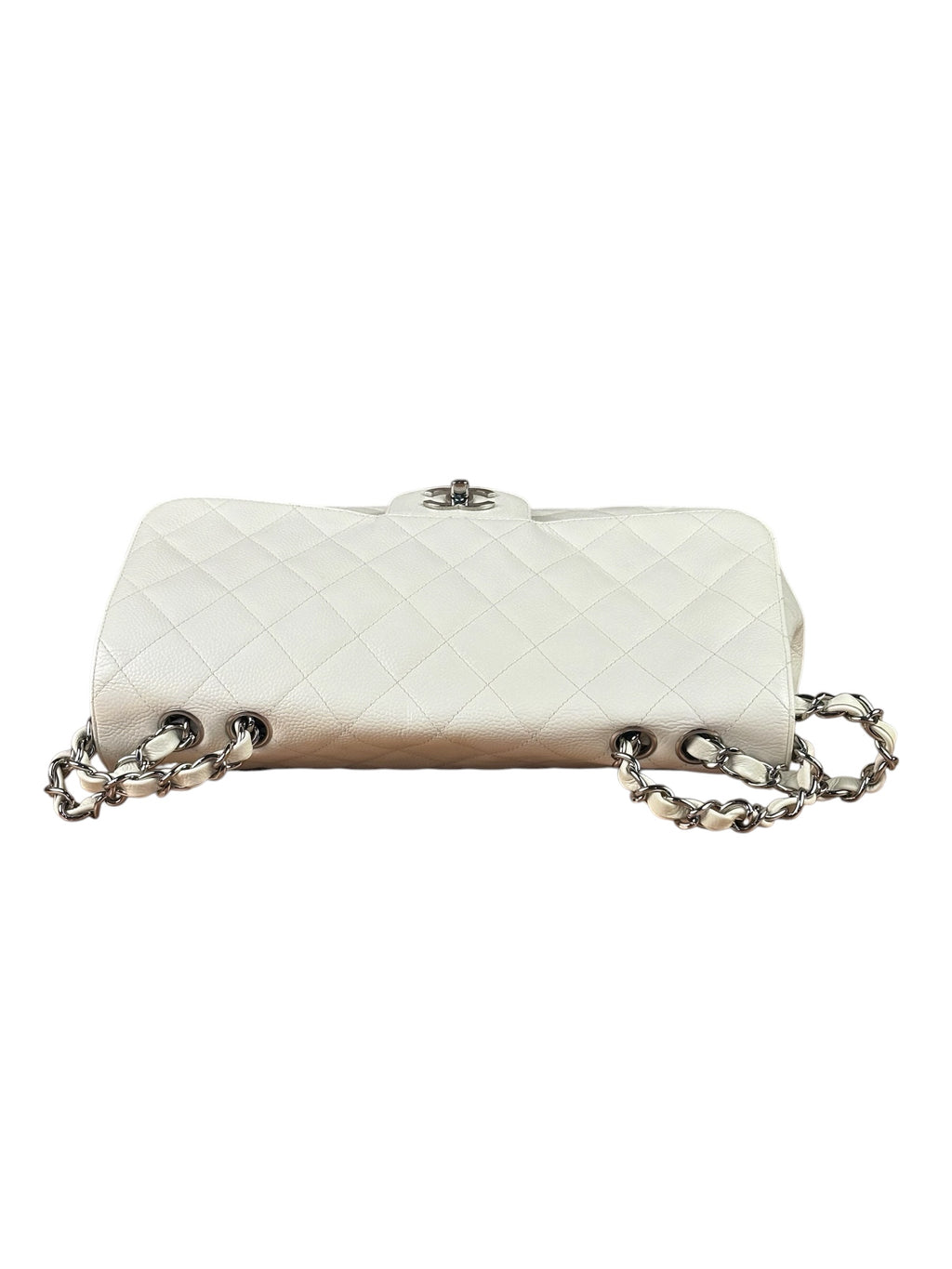 Chanel White Quilted Caviar Large Classic Flap 2005