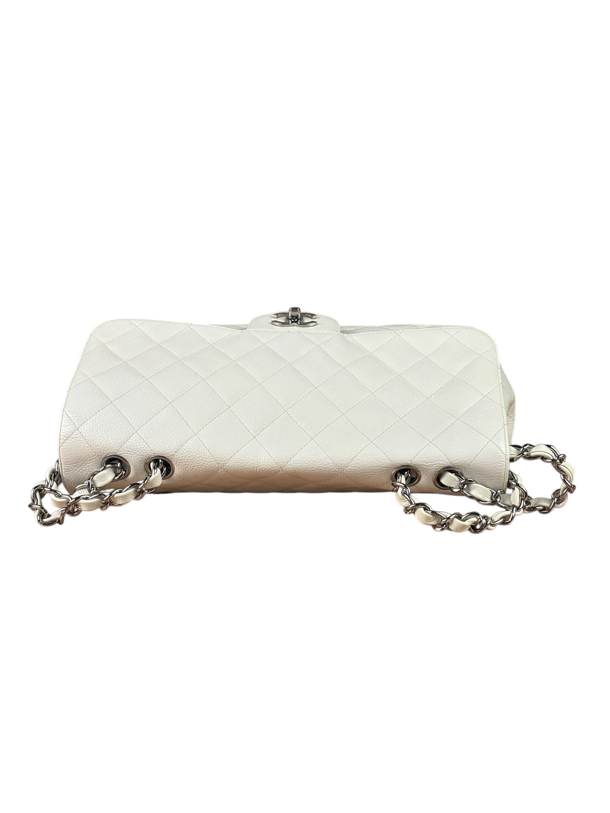 Chanel White Quilted Caviar Large Classic Flap 2005