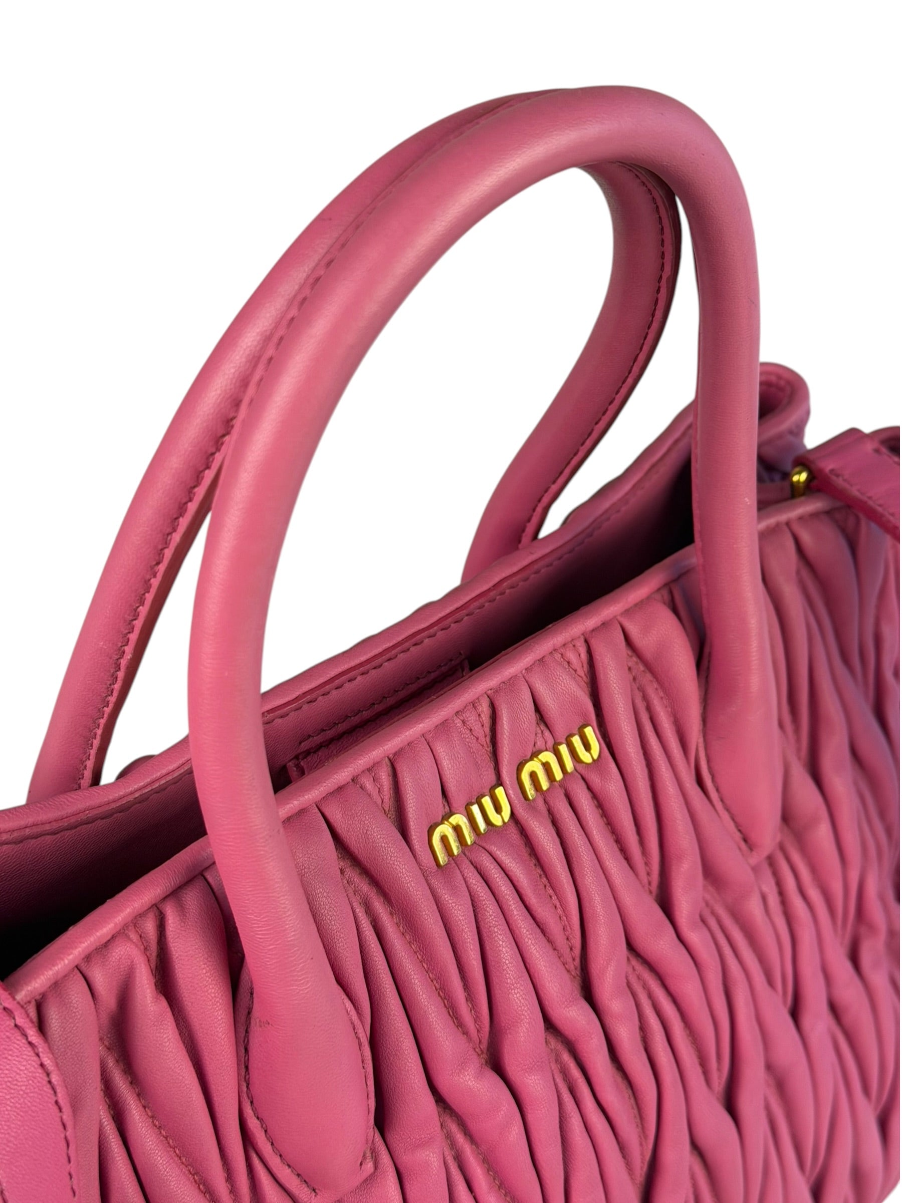 Miu Miu Pink Nappa Leather 2Way Tote Bag