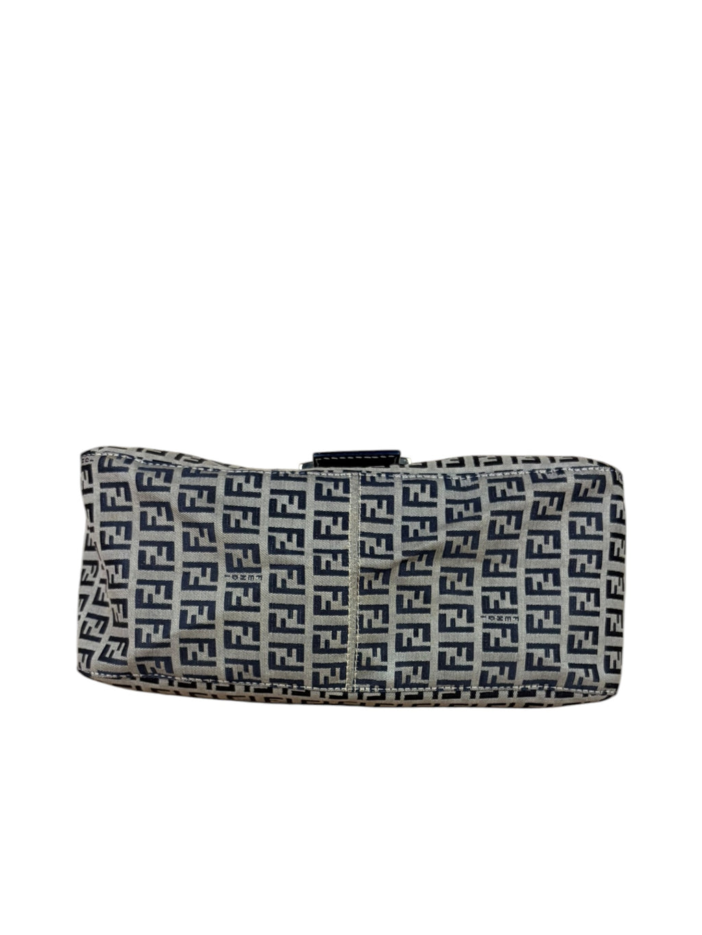 Fendi Navy/Grey Leather Trim Zucca Mamma Baguette