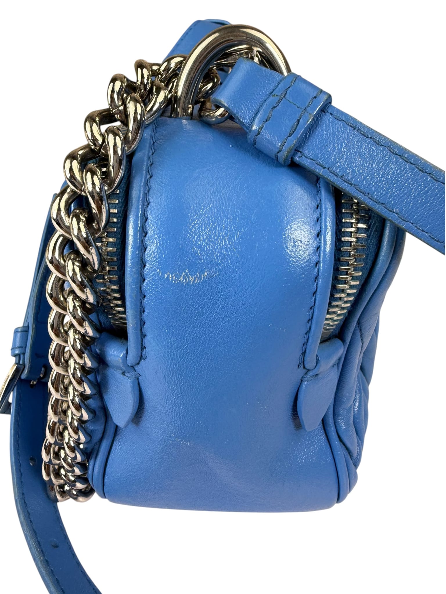 Miu Miu Blue Matelassè Leather Crossbody Bag
