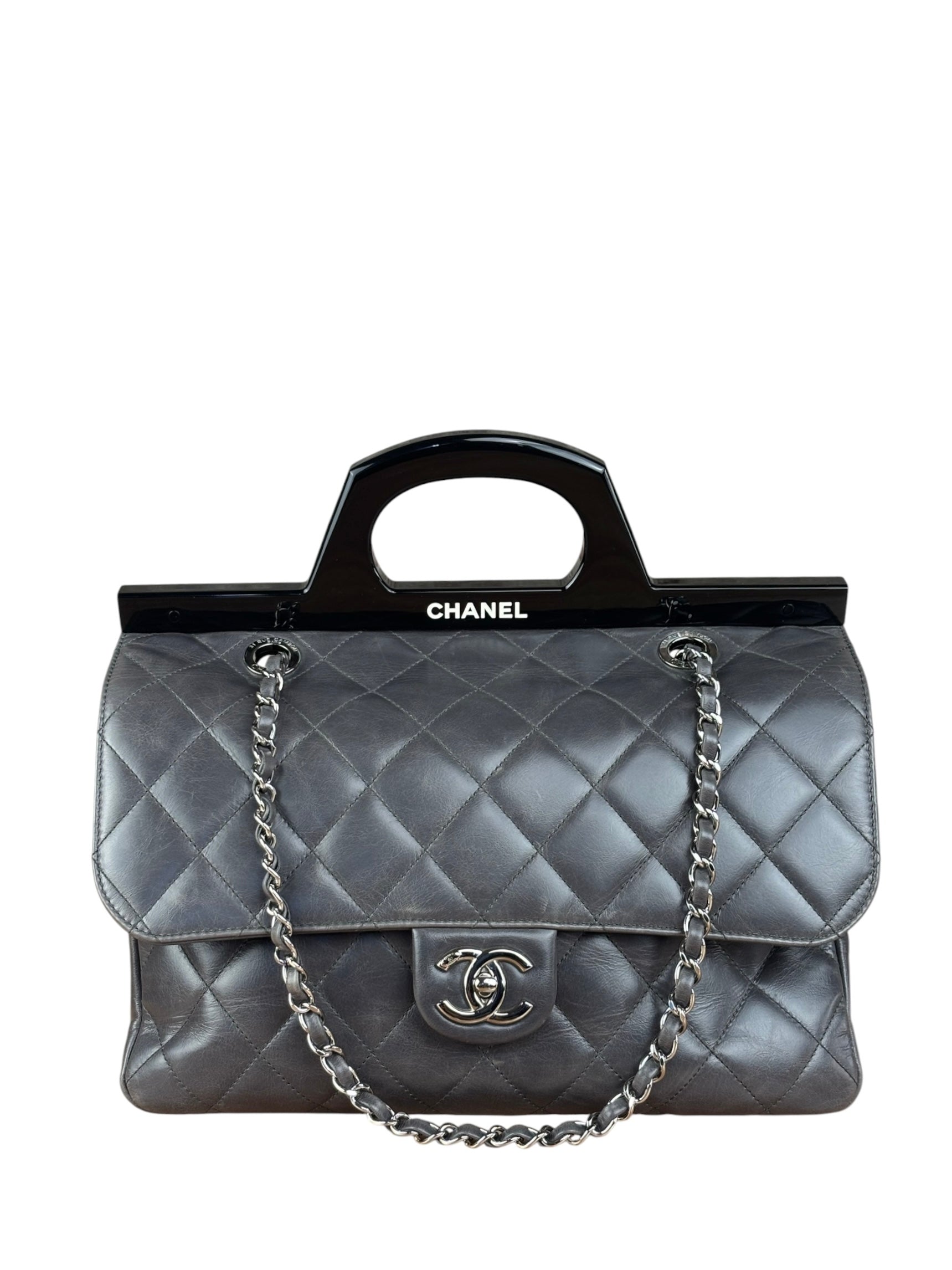 Chanel Dark Grey Cockpit Flap Shoulder Bag 2015
