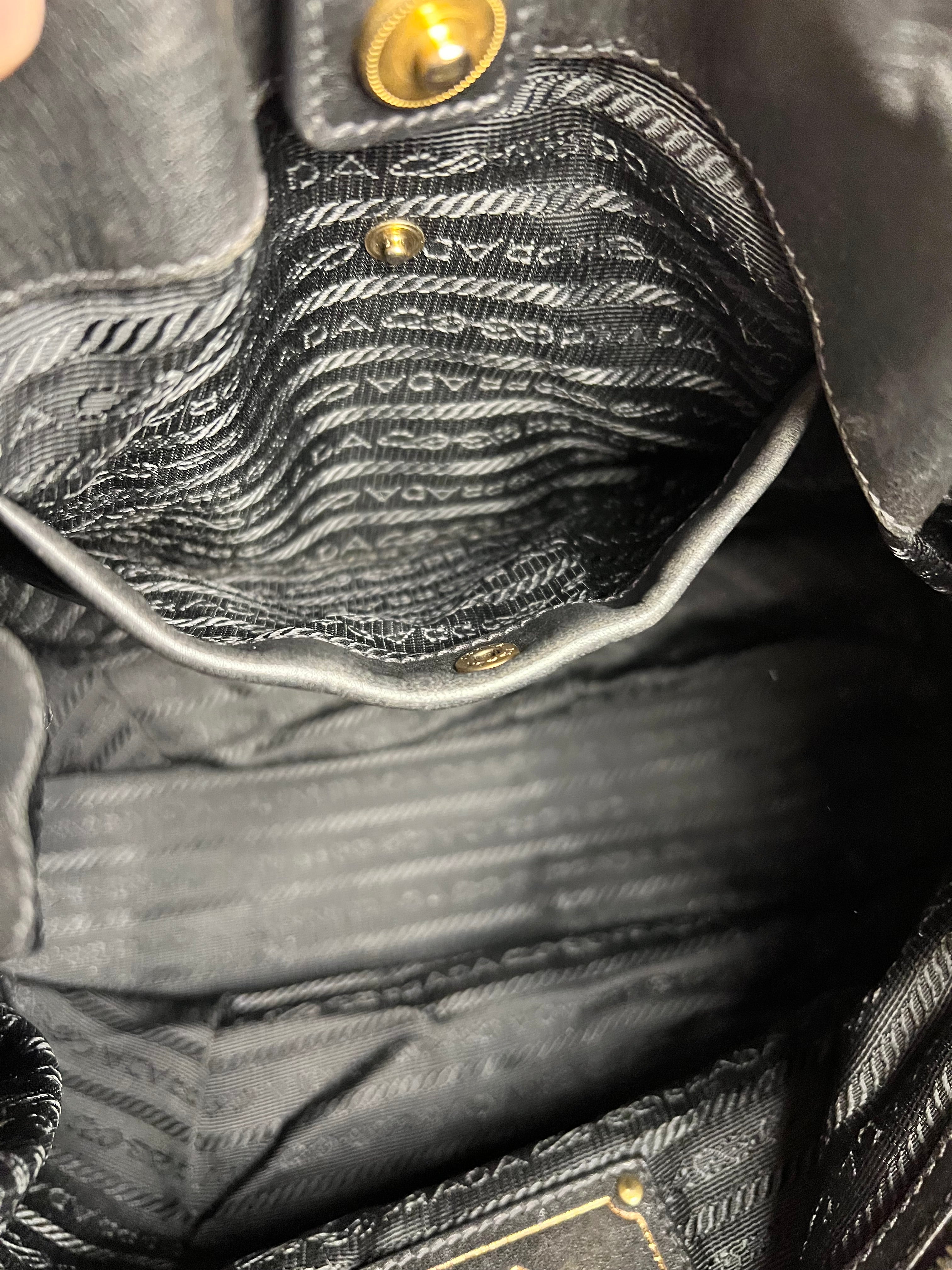 Prada Black Leather Vitello Daino Handbag