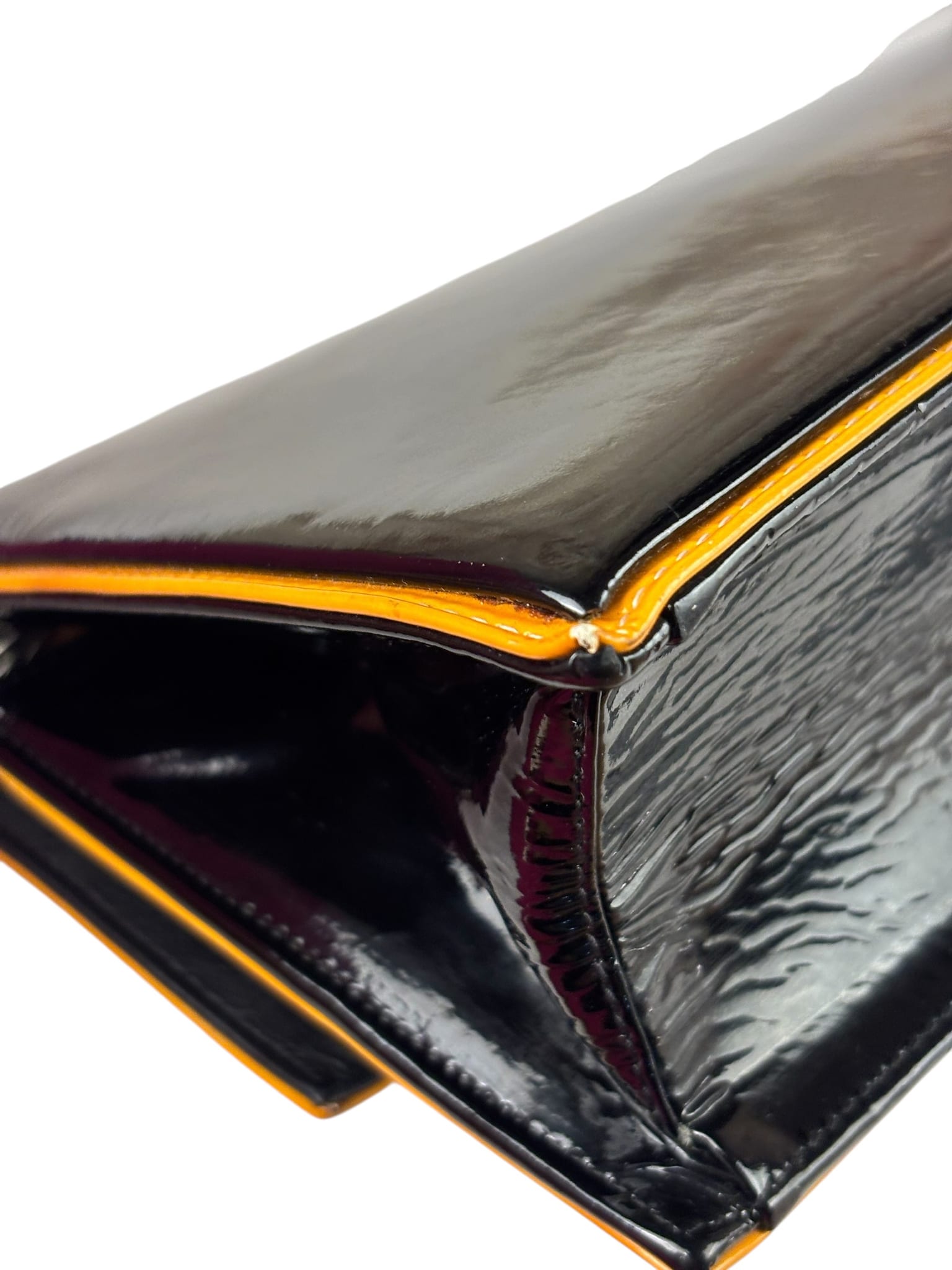 Chanel Black Patent Orange Trim 2.55 Flap 2009