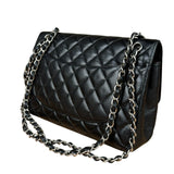 Chanel Black Caviar Quilted Leather Classic Jumbo Double Flap Bag 2011