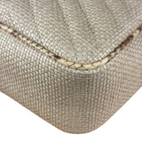 Gucci GG Beige Raffia Marmont Snakeskin Trim Flap Bag