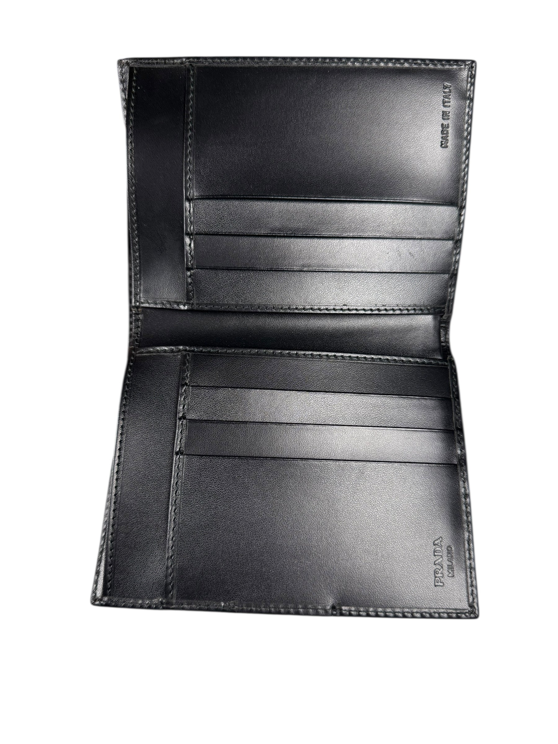Prada Black Leather Bi-Fold Wallet