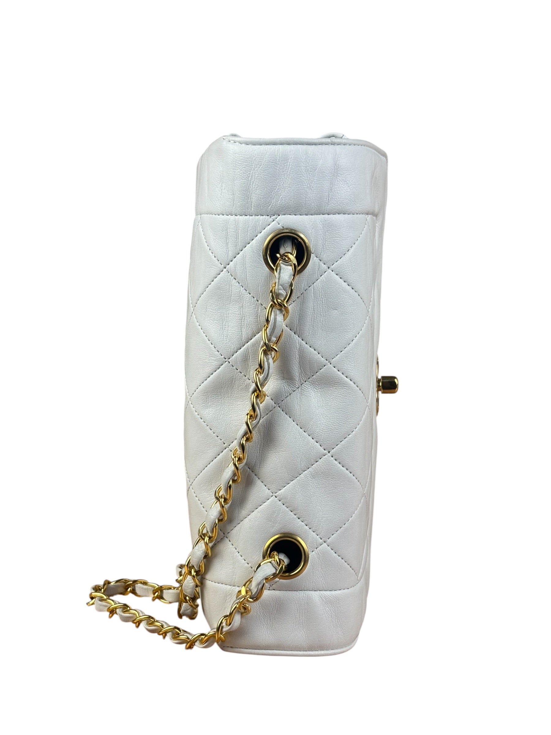 Chanel White Lambskin Diana Bijoux Flap 1992