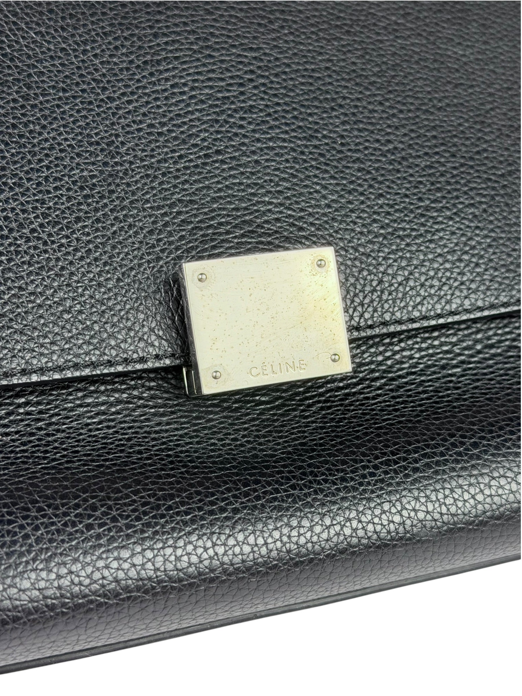 Celine Black Leather/Suede Trapeze Medium Handbag