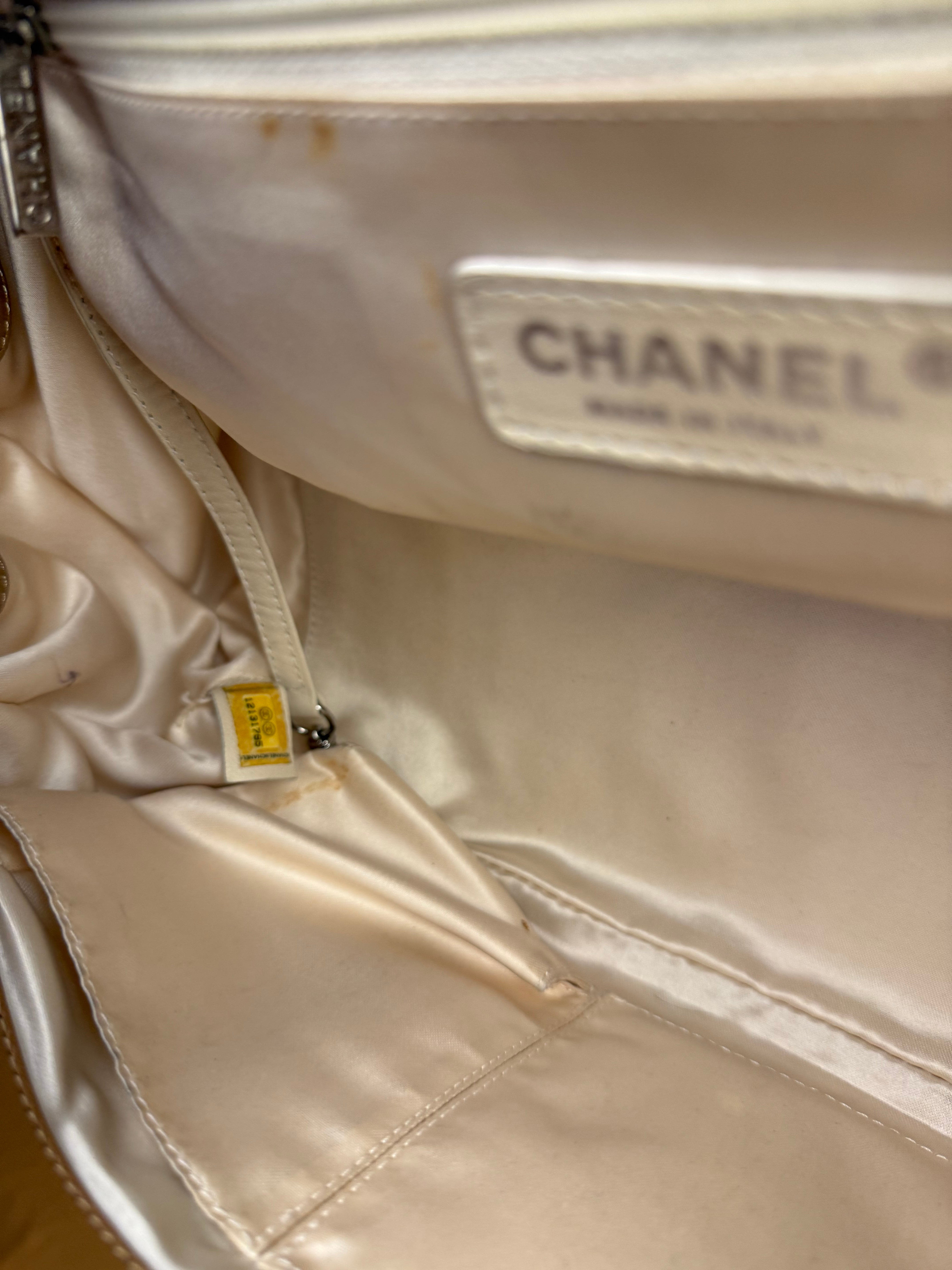 Chanel East/West Accordion Chain Beige Flap Bag 2008