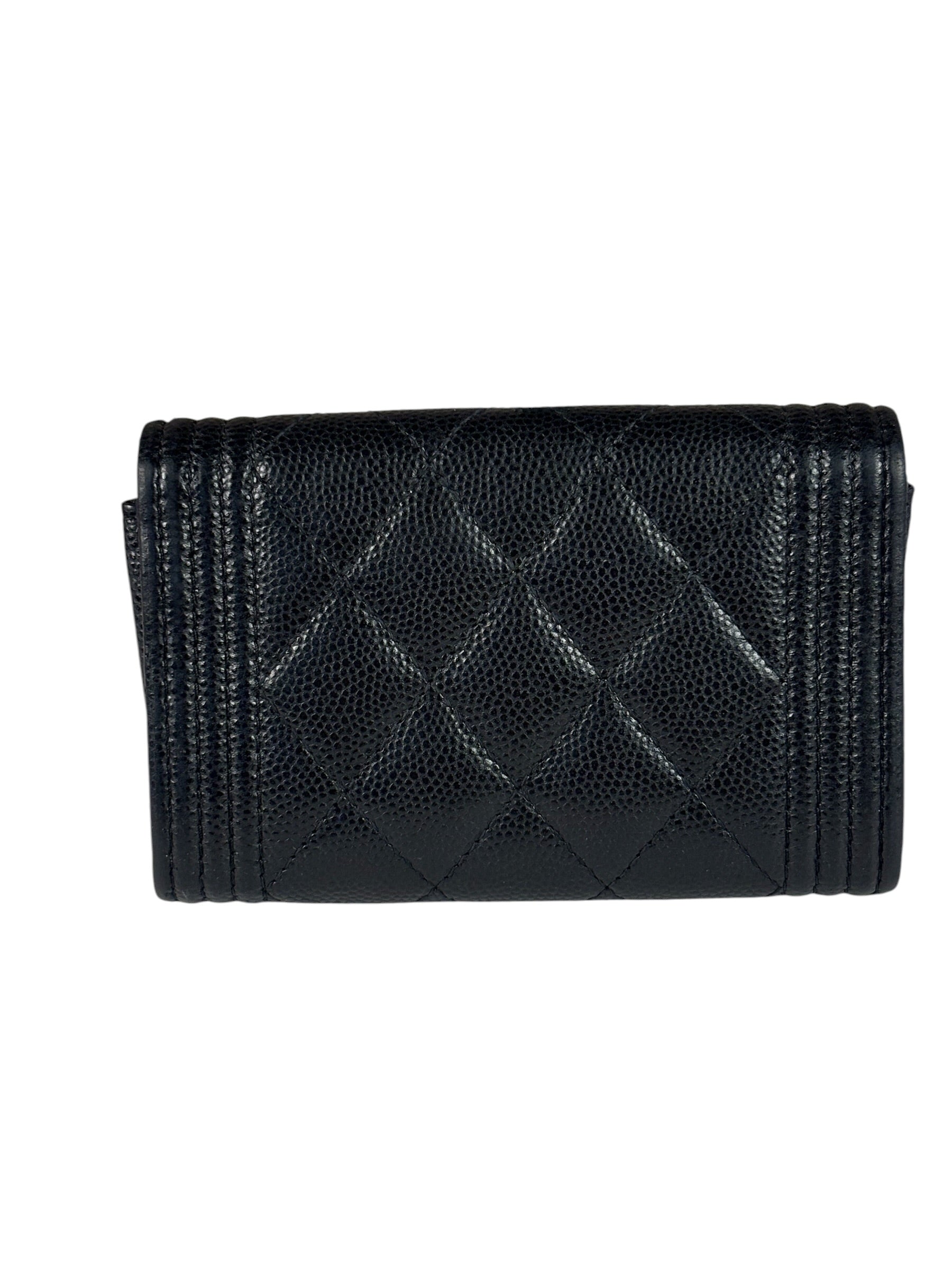Chanel Black Calfskin Quilted Flap Coin/Card Holder