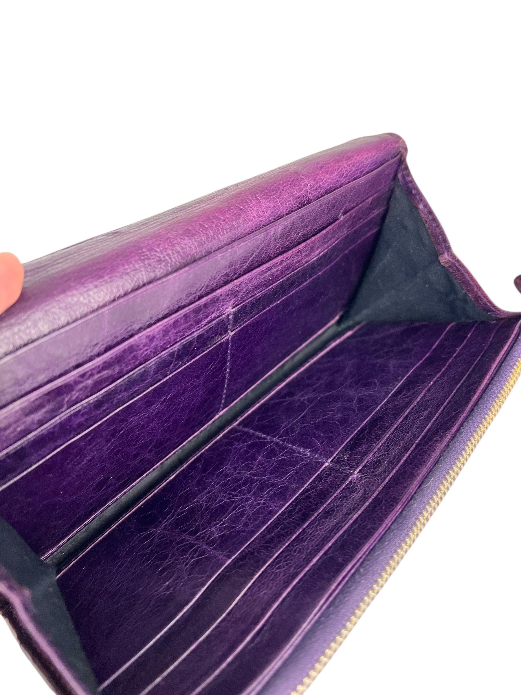Balenciaga Purple Moto Flap Wallet