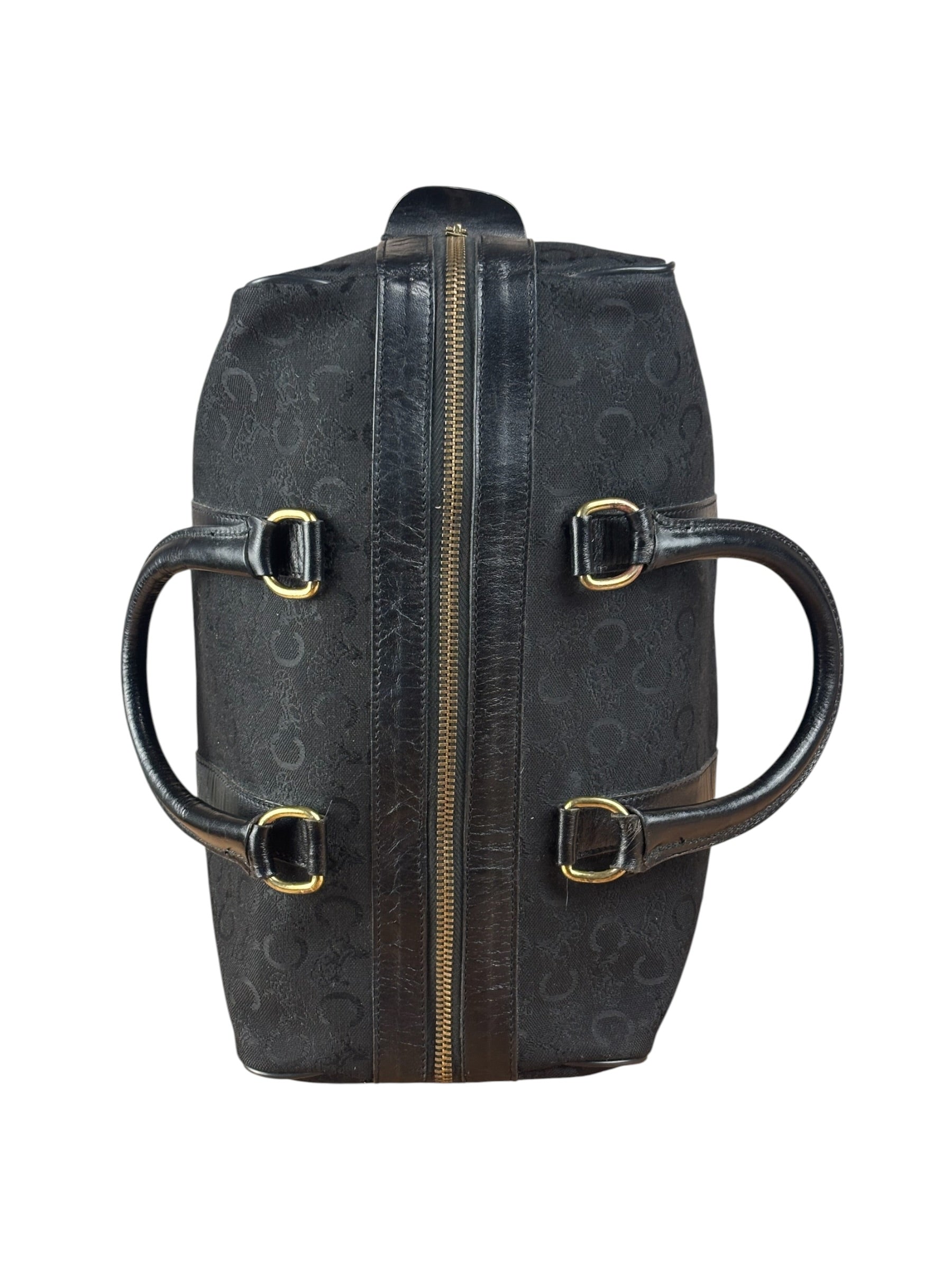 Celine Black Leather Wear Macadam Monogram Mini Boston Bag