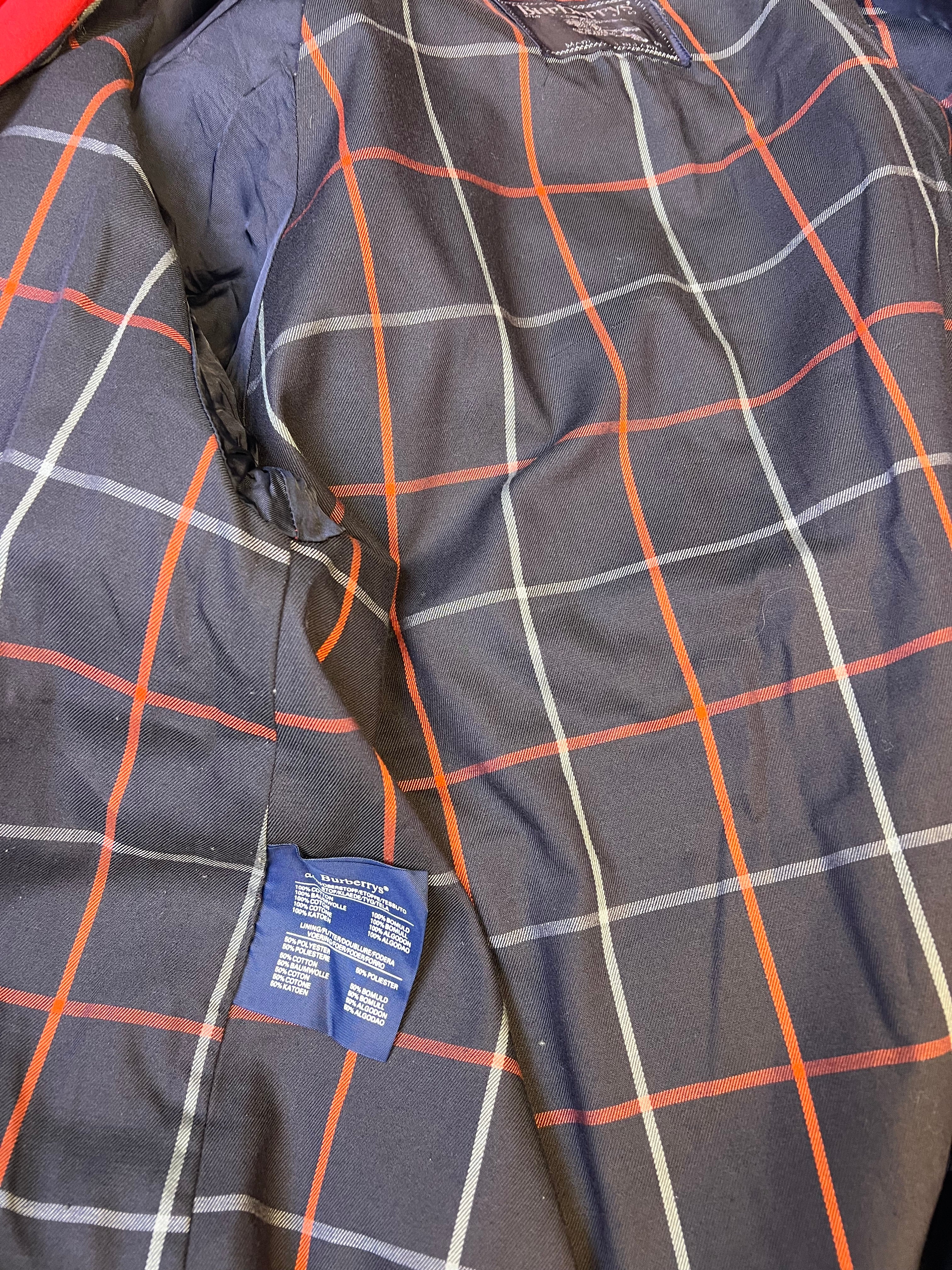 Burberry Vintage Red/Navy Check Mid Length Coat