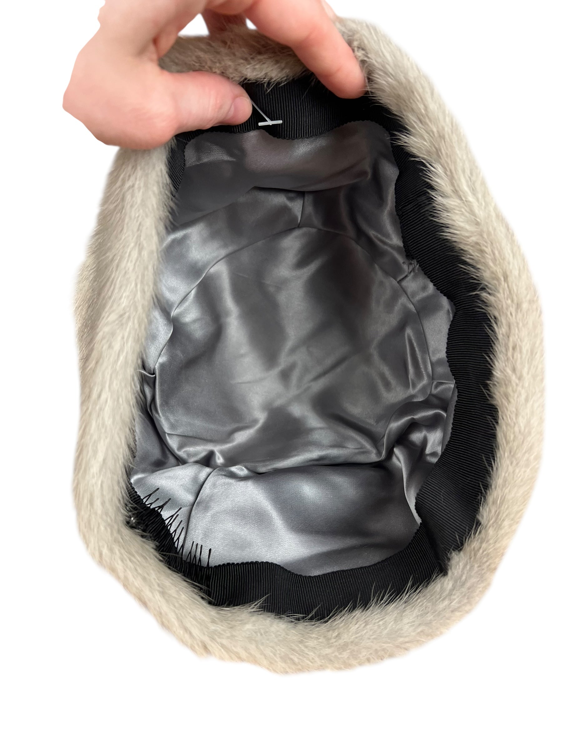 Vintage Clip-in Grey Fur Hat