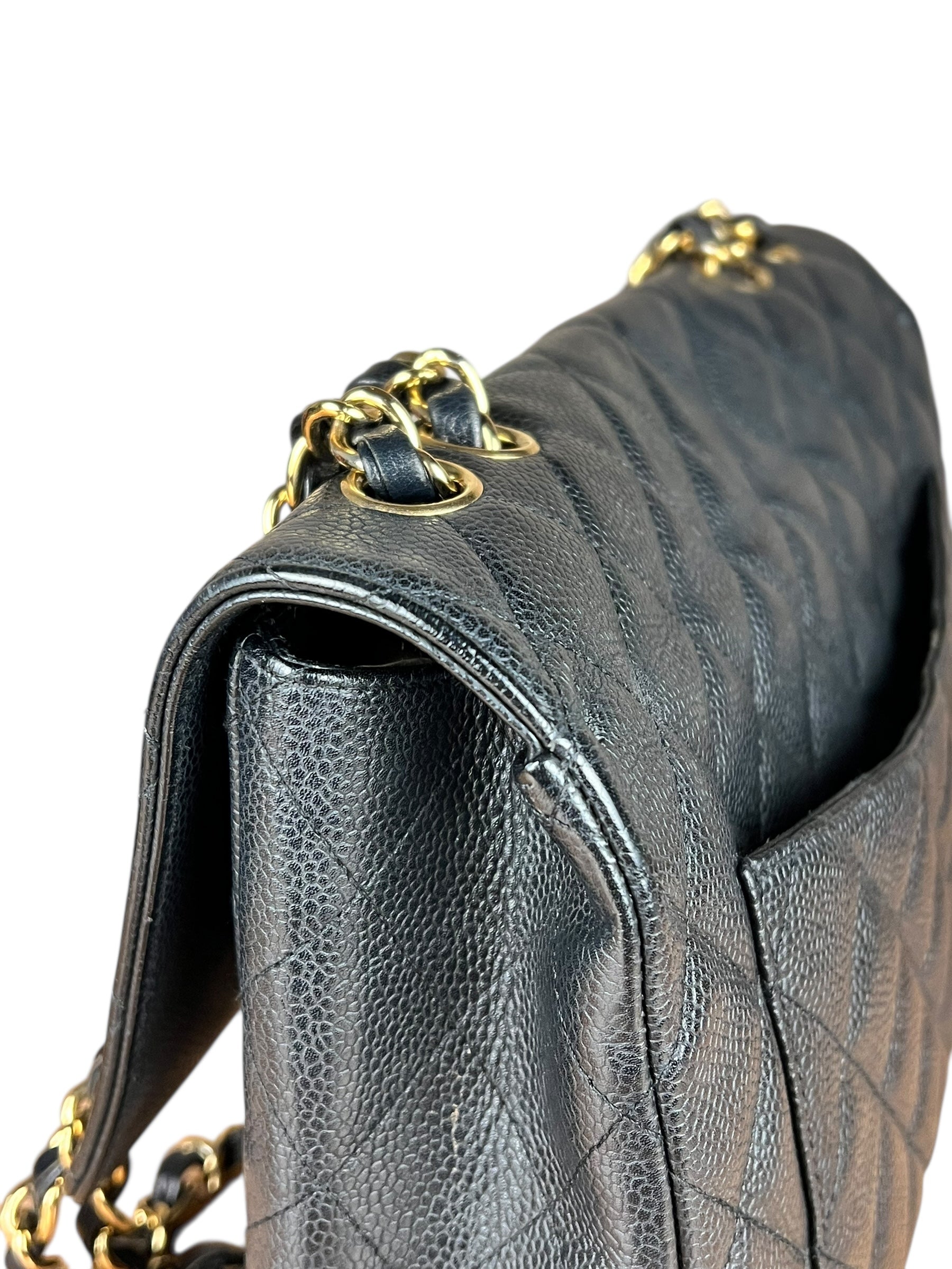 Chanel Black Caviar Leather Single Flap Bag '04