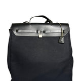 Hermes Black Toile Herbag 39 Handbag