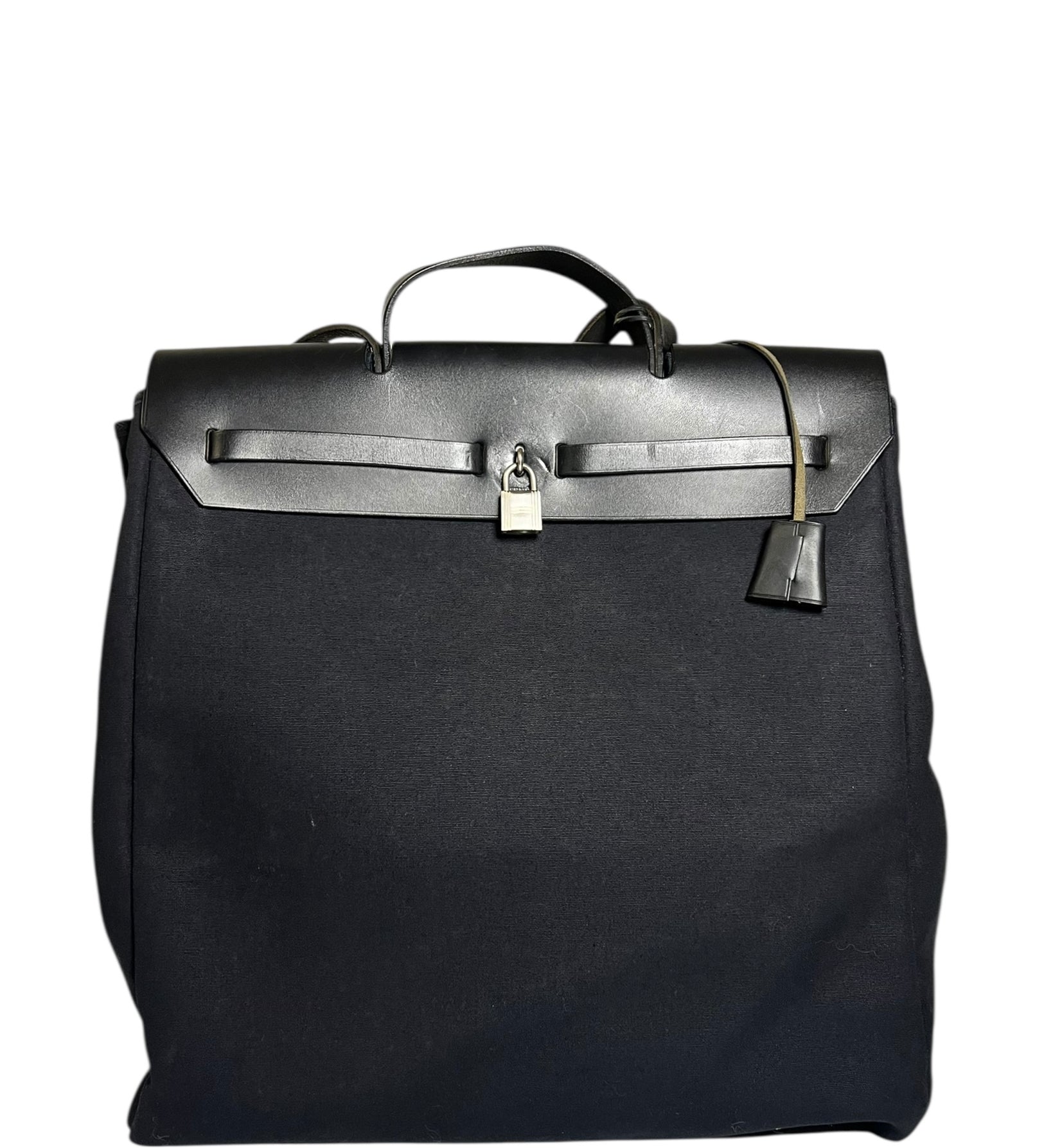 Hermes Black Toile Herbag 39 Handbag