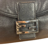 Fendi Vintage Black Leather Double Flap Baguette
