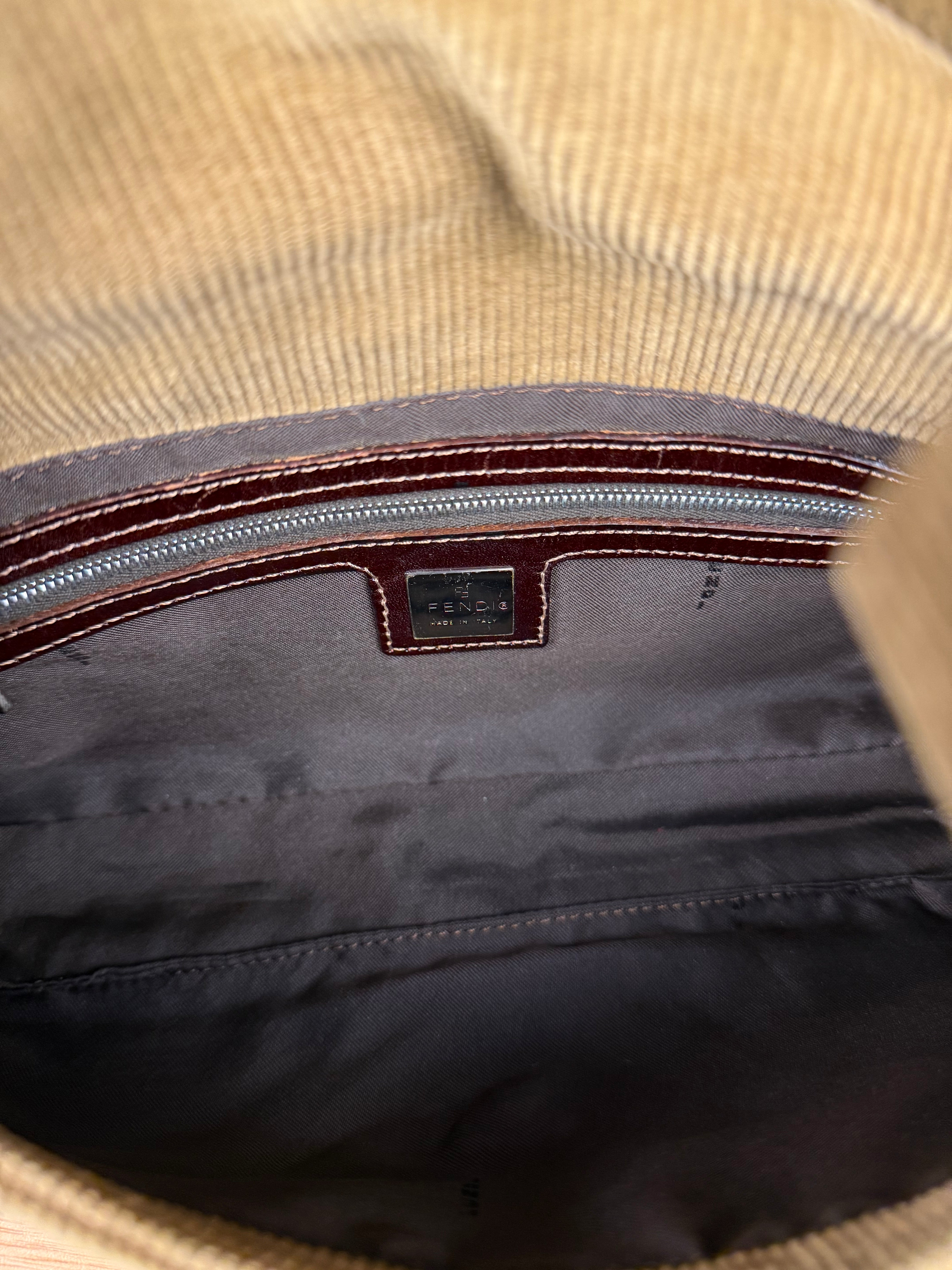 Fendi Brown Corduroy Baguette