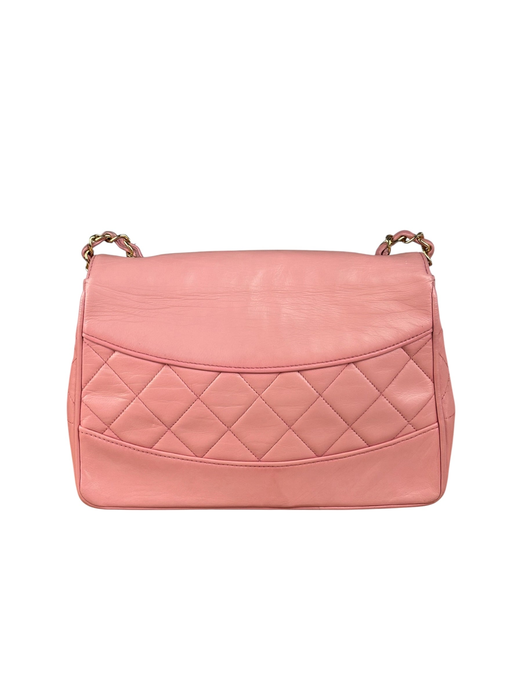 Chanel Vintage Pink Quilted Leather Trapezoid Flap Bag