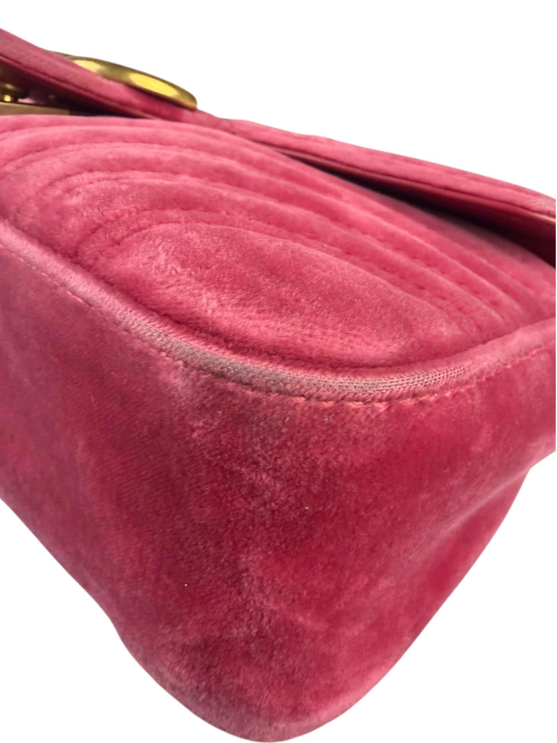 Gucci GG Marmont Matelasse Velvet Small Pink Chain Bag