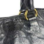 Prada Vintage Black Shine Leather Vitello Daino Tote