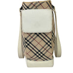 Burberry White Leather Trim Nova Check Shoulder Bag