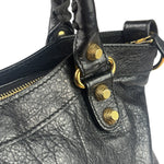 Balenciaga Black Lambskin Moto City Two-Way Bag