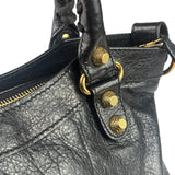 Balenciaga Black Lambskin Moto City Two-Way Bag