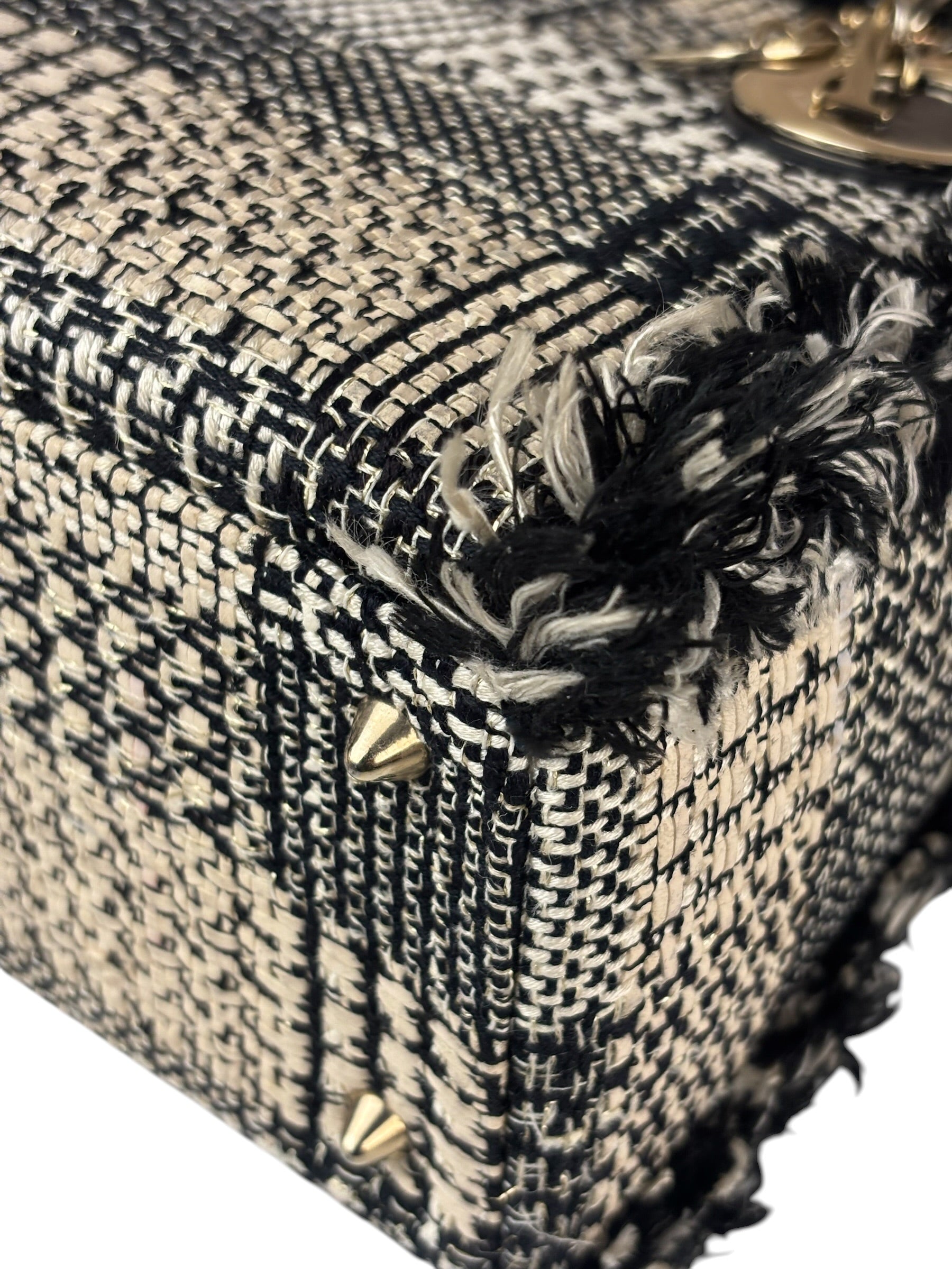 Christian Dior Black/White Tweed Lady Dior Two-Way Bag