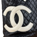 Chanel Black Leather Cambon Ligne Tote 2003