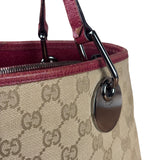 Gucci Vintage GG Canvas Pink Trim Shoulder Bag