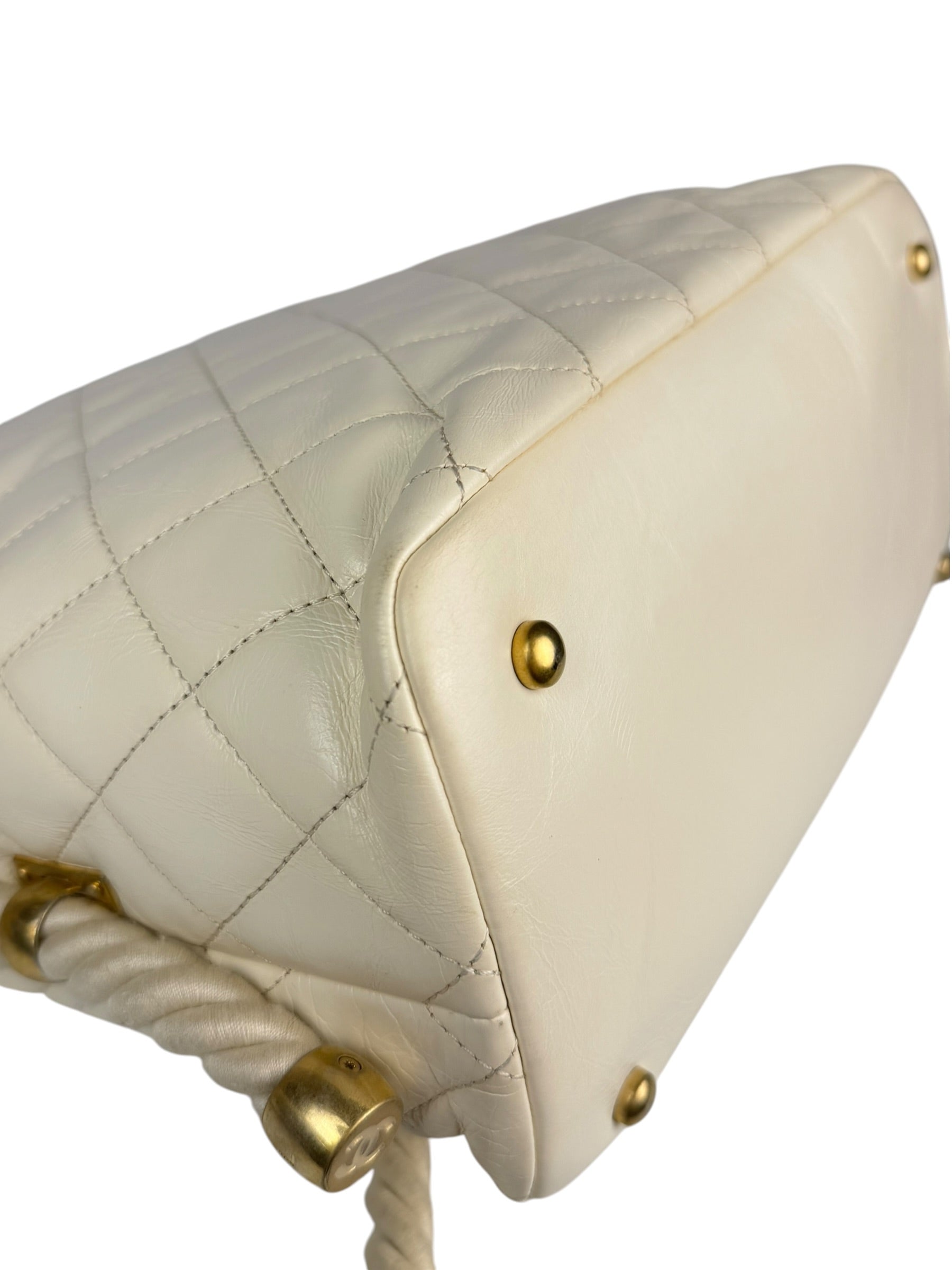 Chanel Ivory Crumpled Leather Vogue Rope Hobo Bag 2019