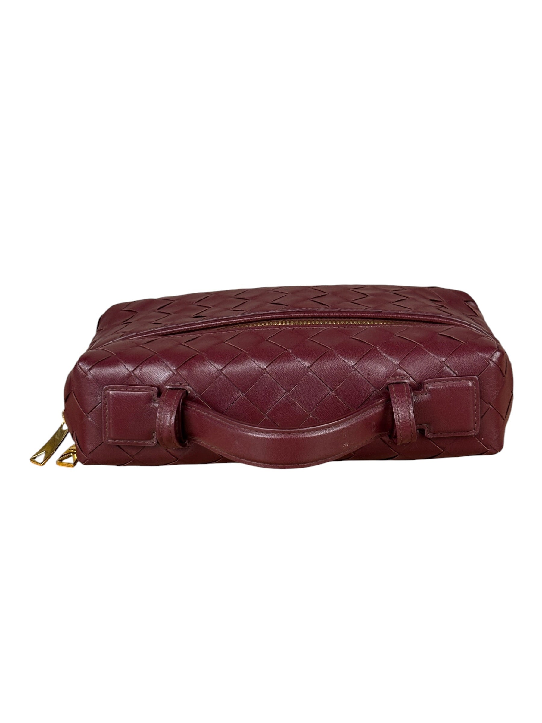 Bottega Veneta Burgundy Leather Intrecciato Bang Bang Vanity Two-Way Bag