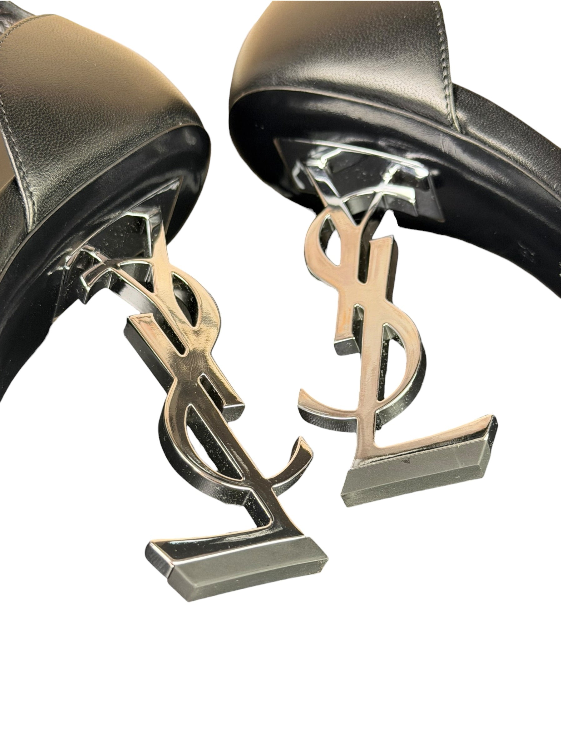 YSL Black Opyum YSL Logo Heels